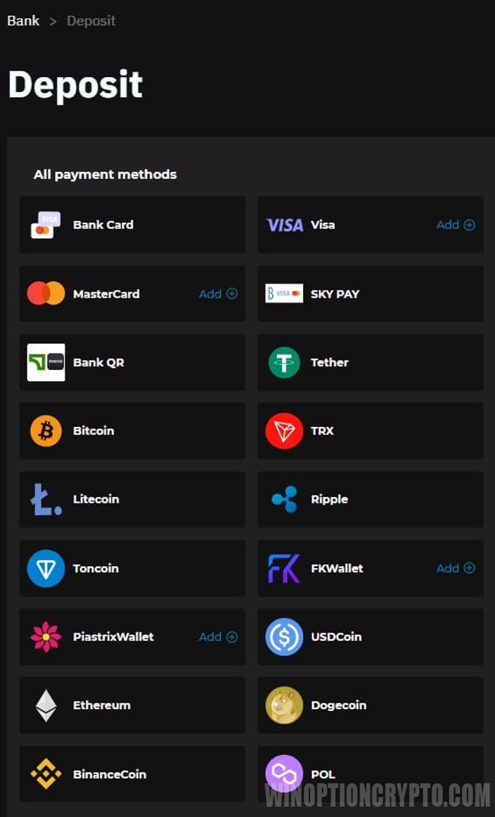 платежные системы для пополнения счета бинариум