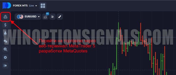 going to the web terminal in Forex MT5 from PocketOption