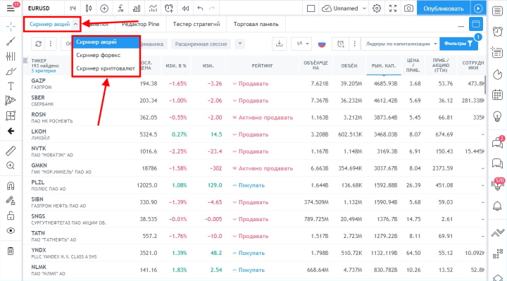 TradingView Platform Screener