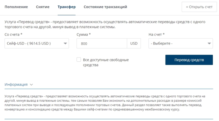 Transfer of funds