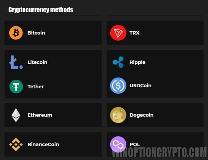 cryptocurrencies available on Binarium