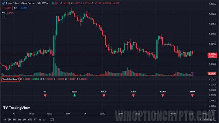 displaying the indicator on the chart in trading view