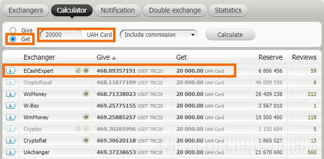 calculation of the exchange amount