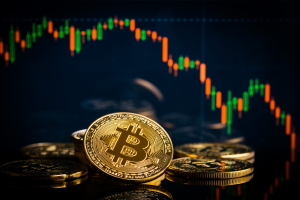 bitcoin on the background of the chart