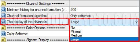 Setting up display of lines in auto trend channels