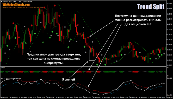 put options according to the Trend Split Strategy